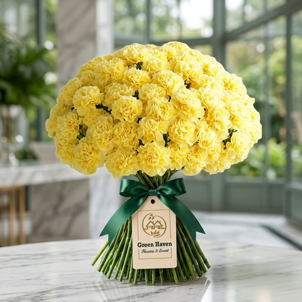 25 Pcs Yellow Carnation