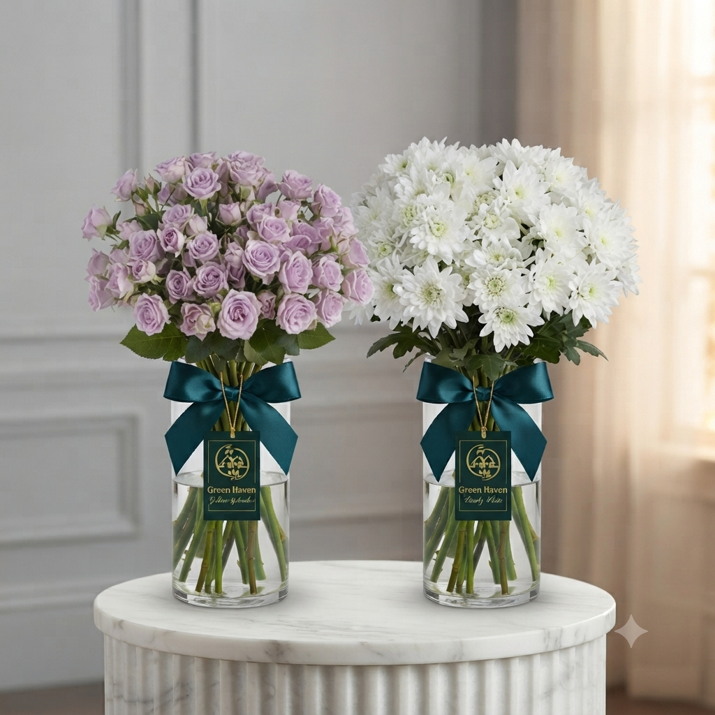 Pink Bbay Rose & White Chrysanthemum  Flowers
