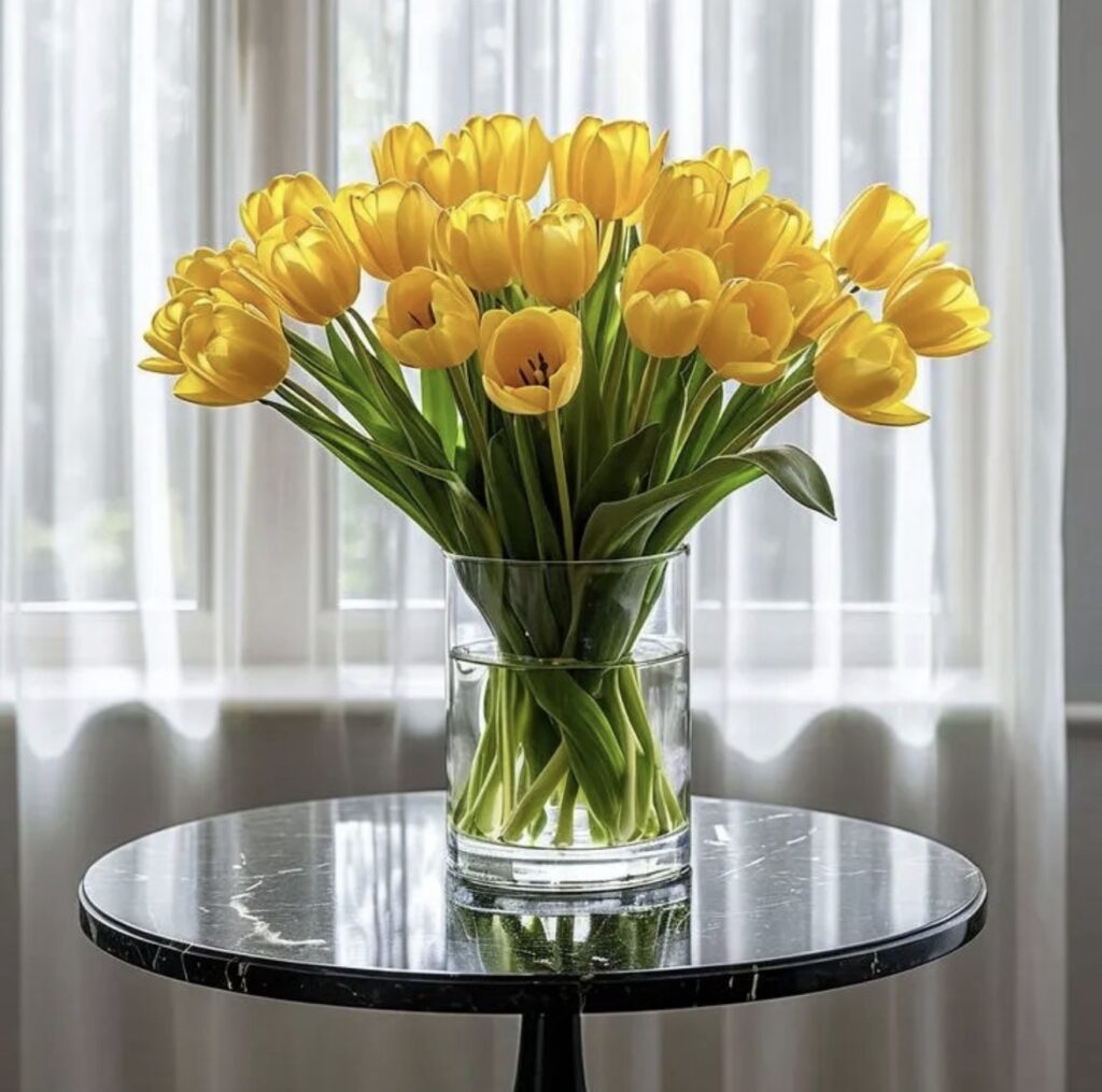 20 Piece Yellow Tulip -With Vase