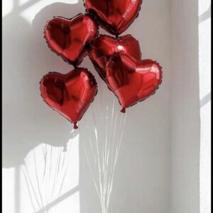 5 Piece Foil Heart Shape Balloon -Helium Filled