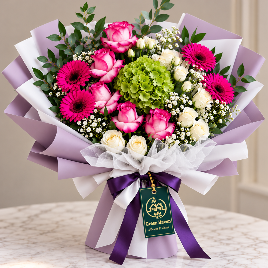 Royal Lavender & Pink Elegance Bouquet