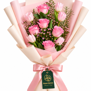 Blushing Pink Rose & Tulip Bouquet