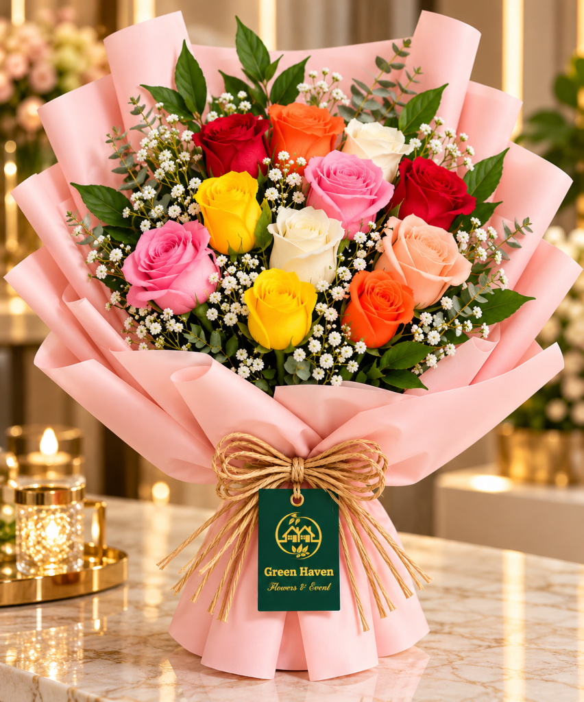 Rainbow Romance Mixed Roses Bouquet