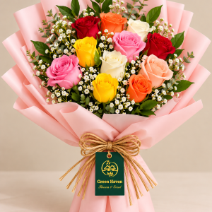 Rainbow Romance Mixed Roses Bouquet