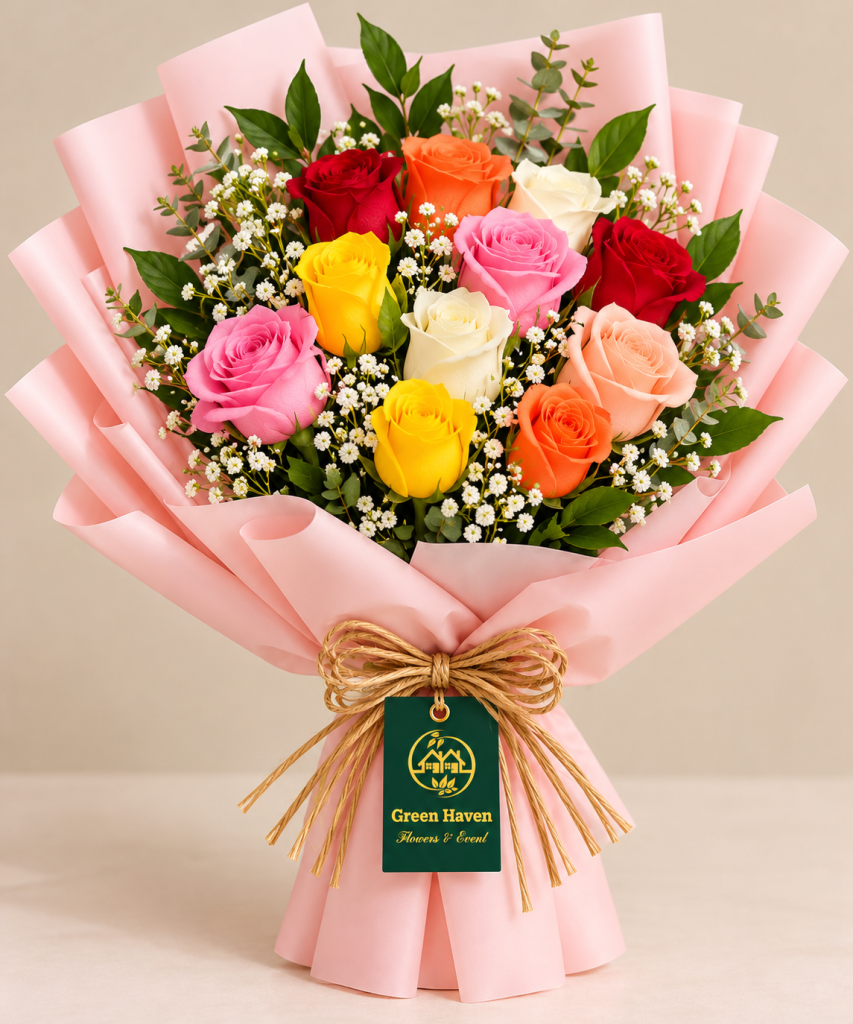 Rainbow Romance Mixed Roses Bouquet