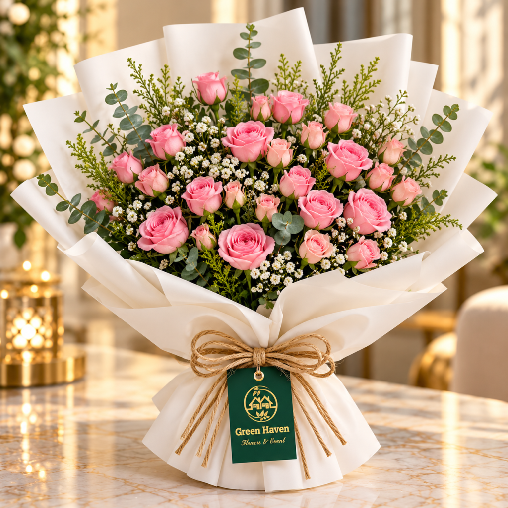 Blushing Pink Rose Elegance Bouquet