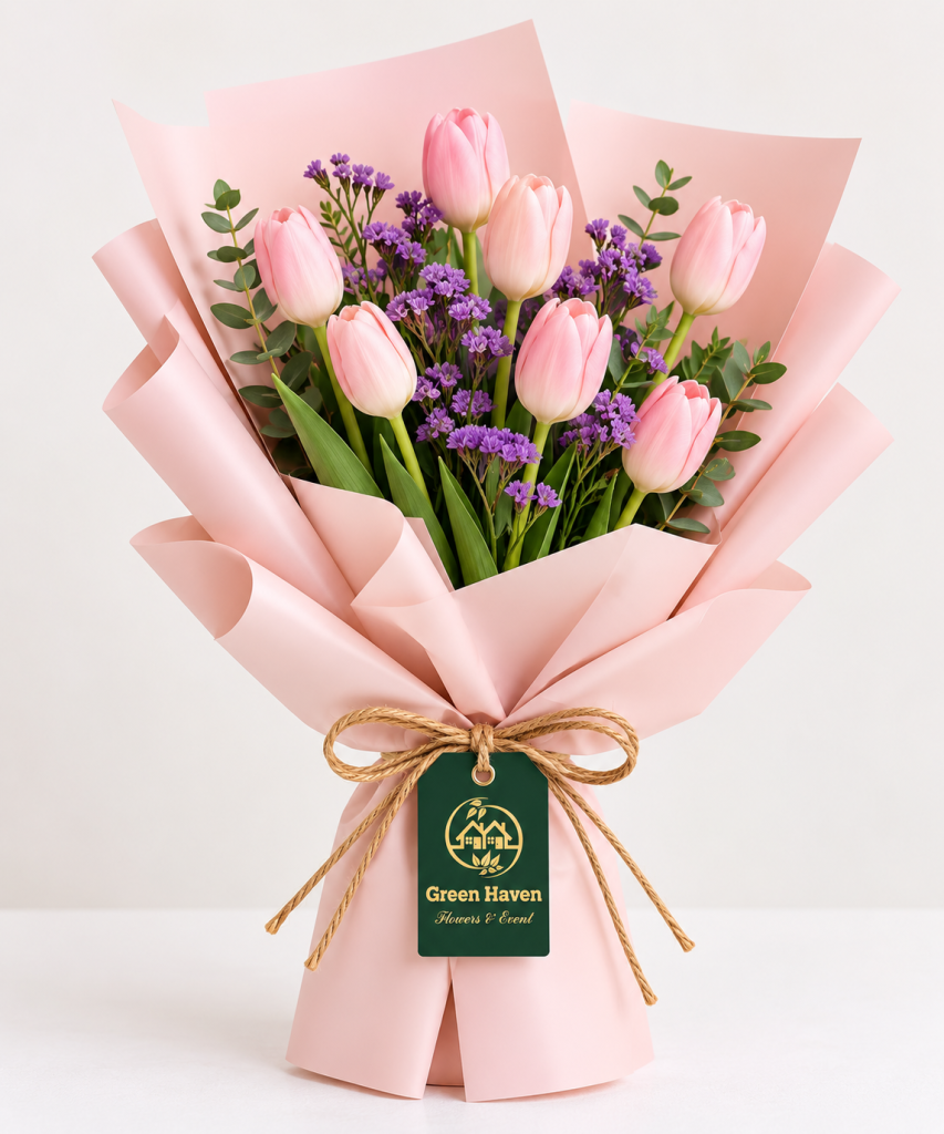Blushing Tulip Elegance Bouquet