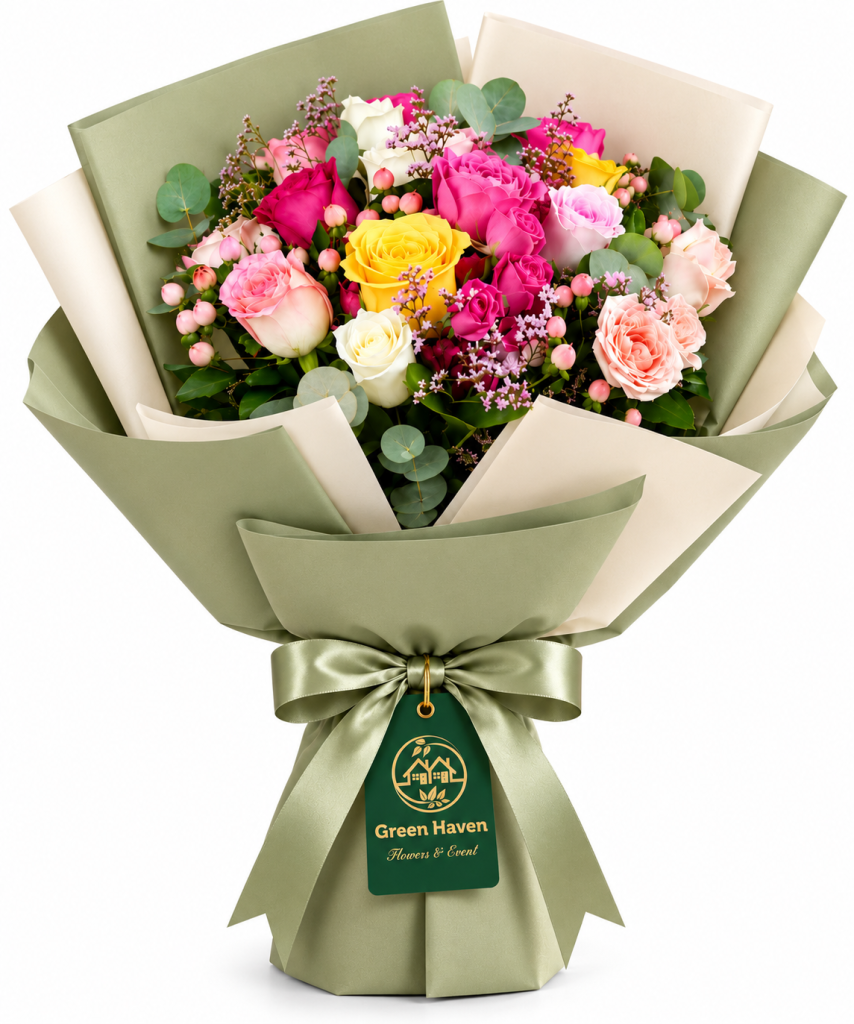 Golden Blush Rose Bouquet