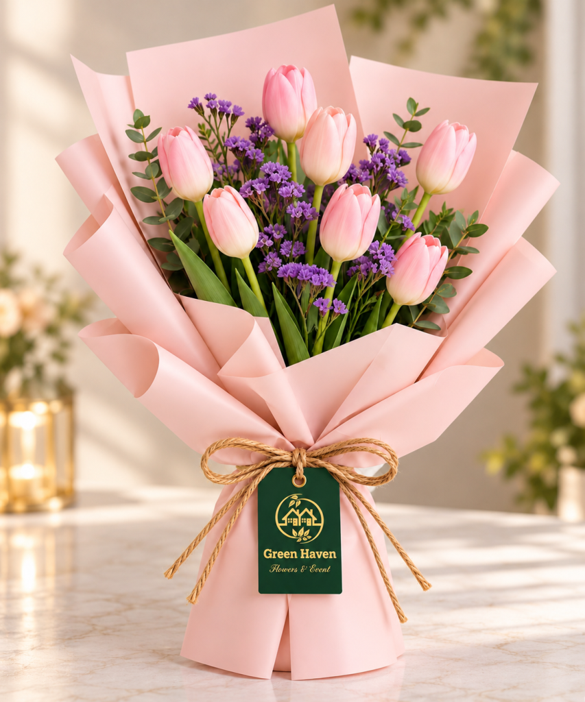 Blushing Tulip Elegance Bouquet