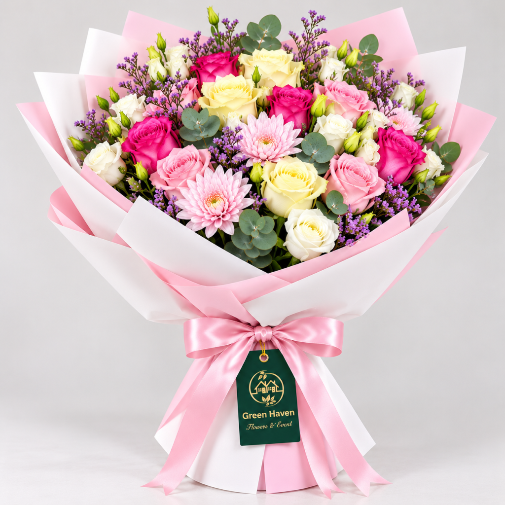 Pastel Rose & Chrysanthemum Harmony Bouquet