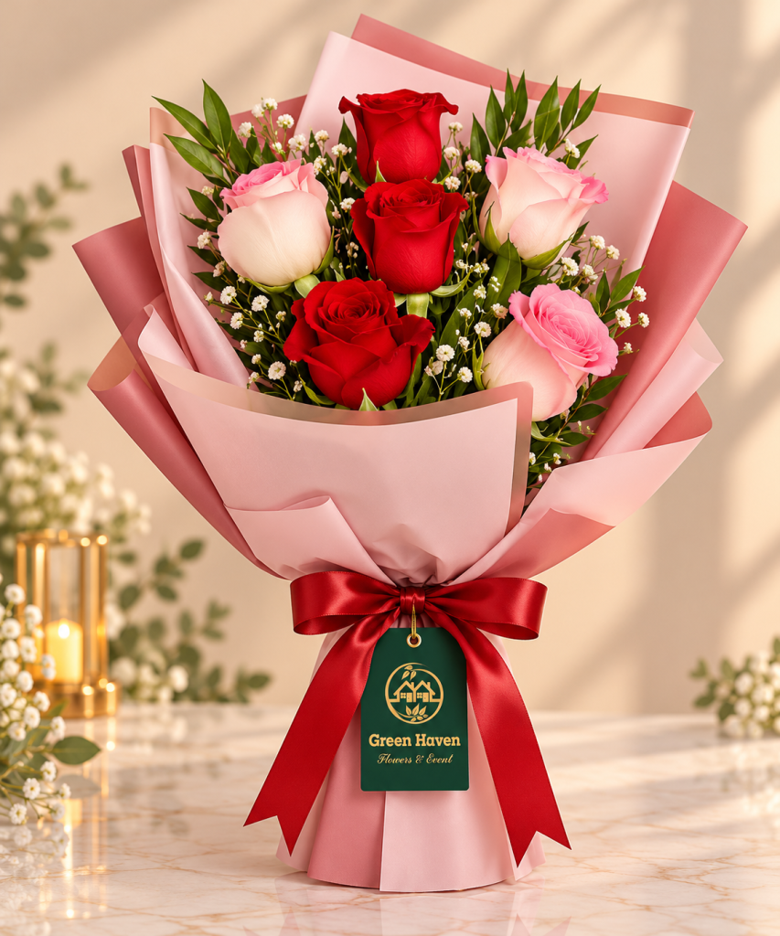 Romantic Red & Pink Rose Bouquet