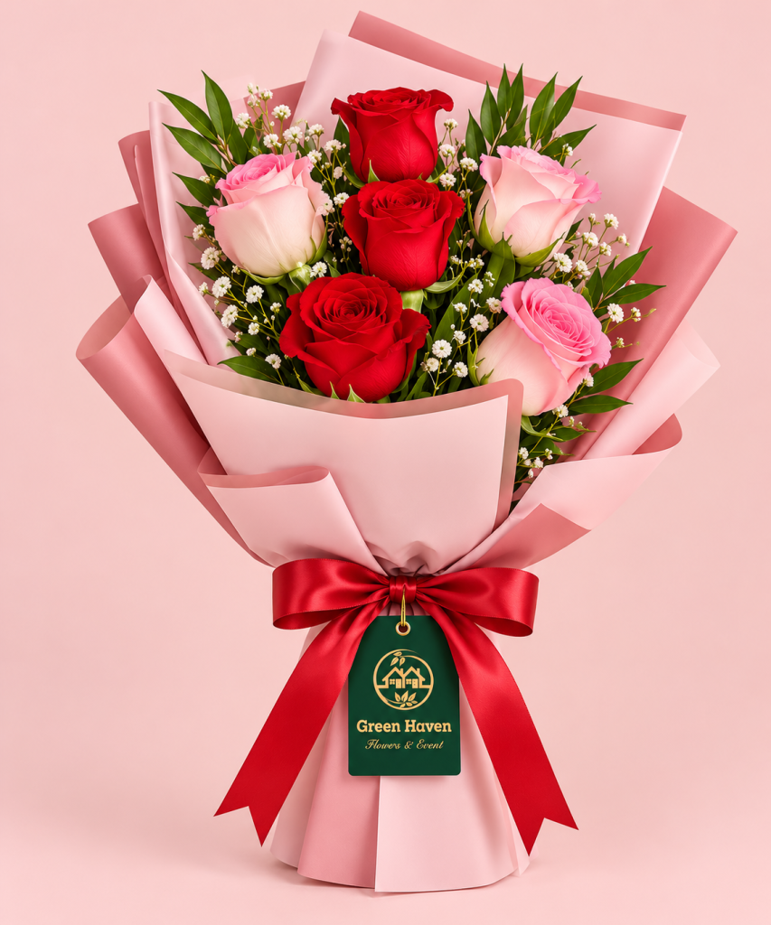 Romantic Red & Pink Rose Bouquet