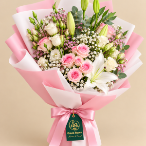 Blushing Lily & Rose Bouquet