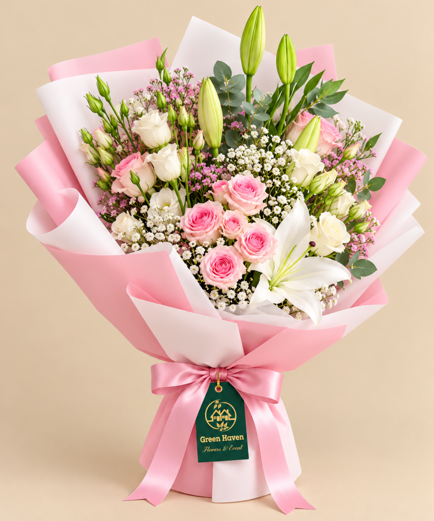 Blushing Lily & Rose Bouquet