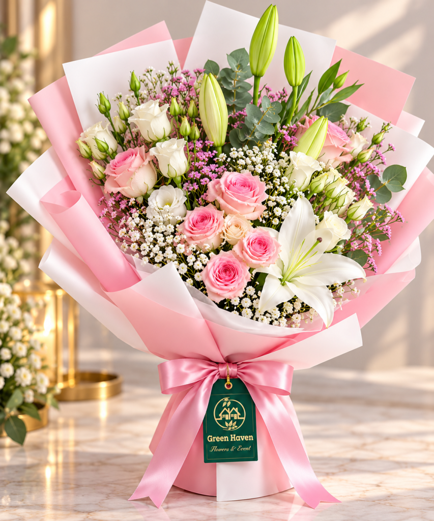 Blushing Lily & Rose Bouquet
