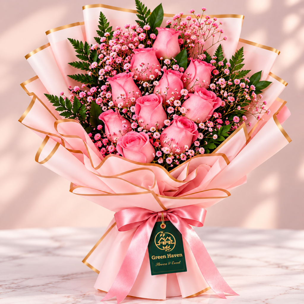 Blushing Pink Rose Elegance Bouquet