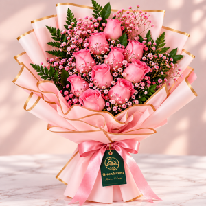Blushing Pink Rose Elegance Bouquet