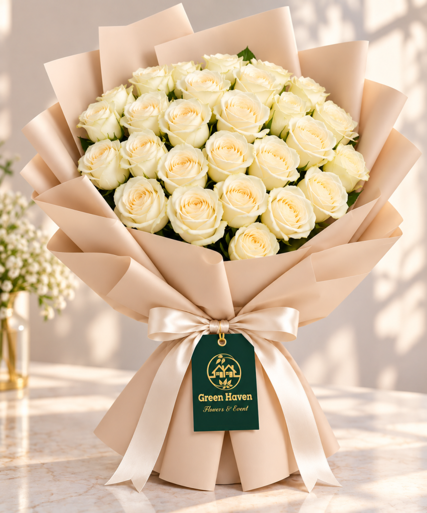 Pure Elegance White Rose Bouquet