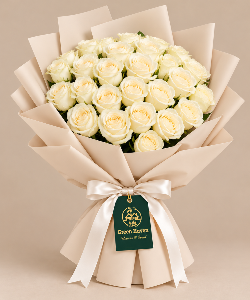 Pure Elegance White Rose Bouquet