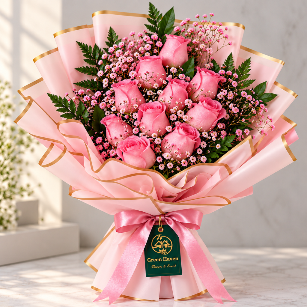 Blushing Pink Rose Elegance Bouquet