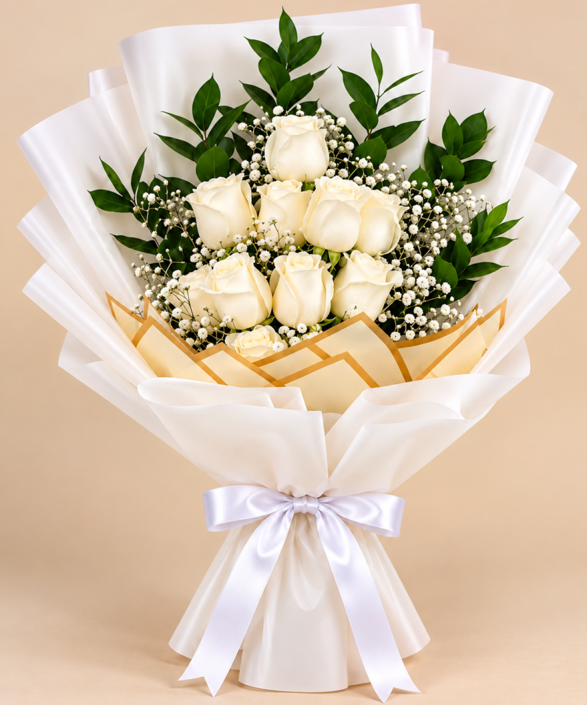 Ivory Grace White Rose Bouquet