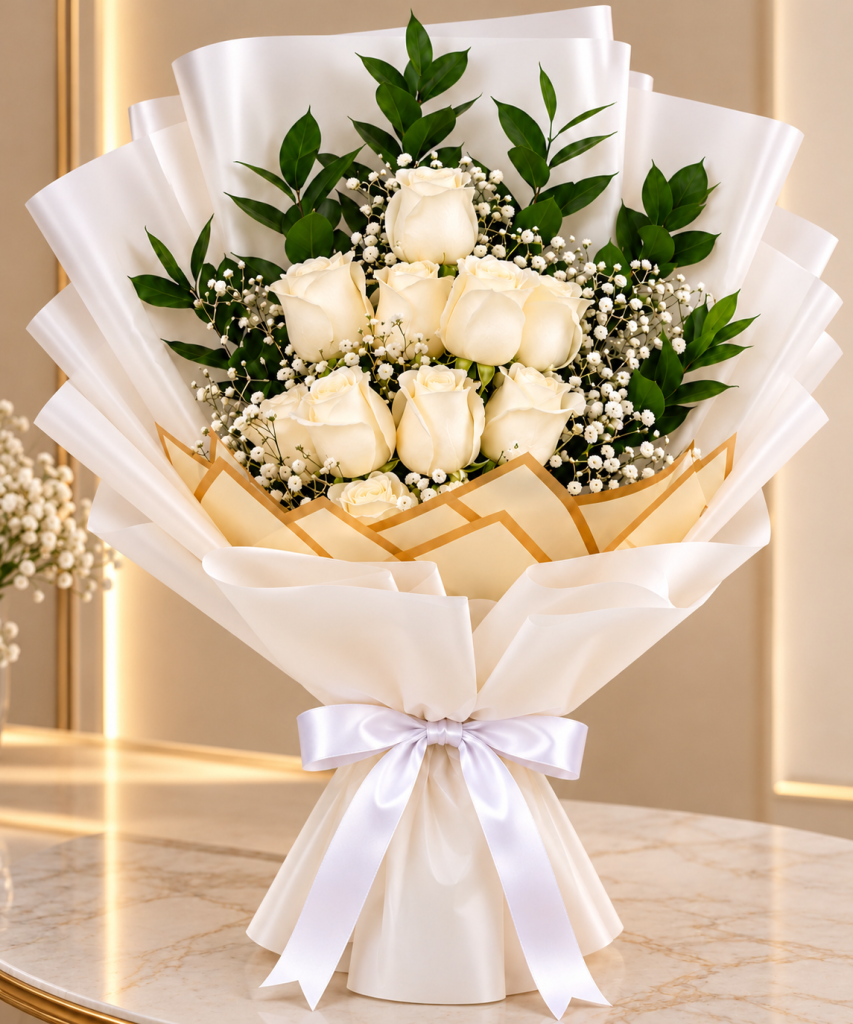 Ivory Grace White Rose Bouquet