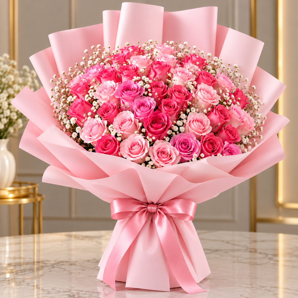 Pink Royal Romance Rose Bouqu