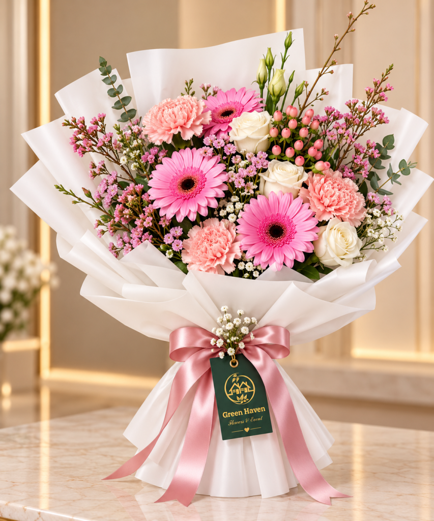 Blushing Grace Gerbera & Carnation Bouquet