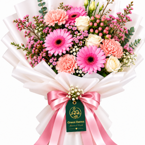 Blushing Grace Gerbera & Carnation Bouquet