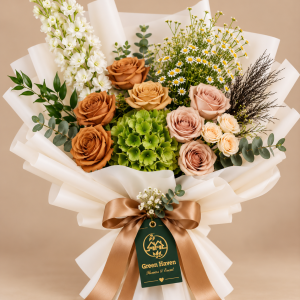 Caramel Elegance Rose & Hydrangea Bouquet