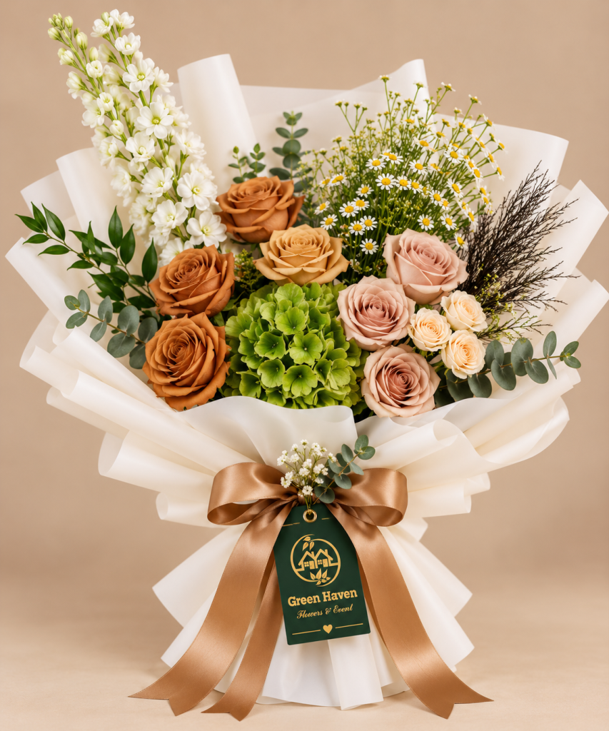 Caramel Elegance Rose & Hydrangea Bouquet