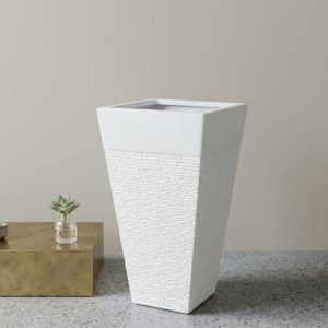 Fiber Clay Pot-White Frustum