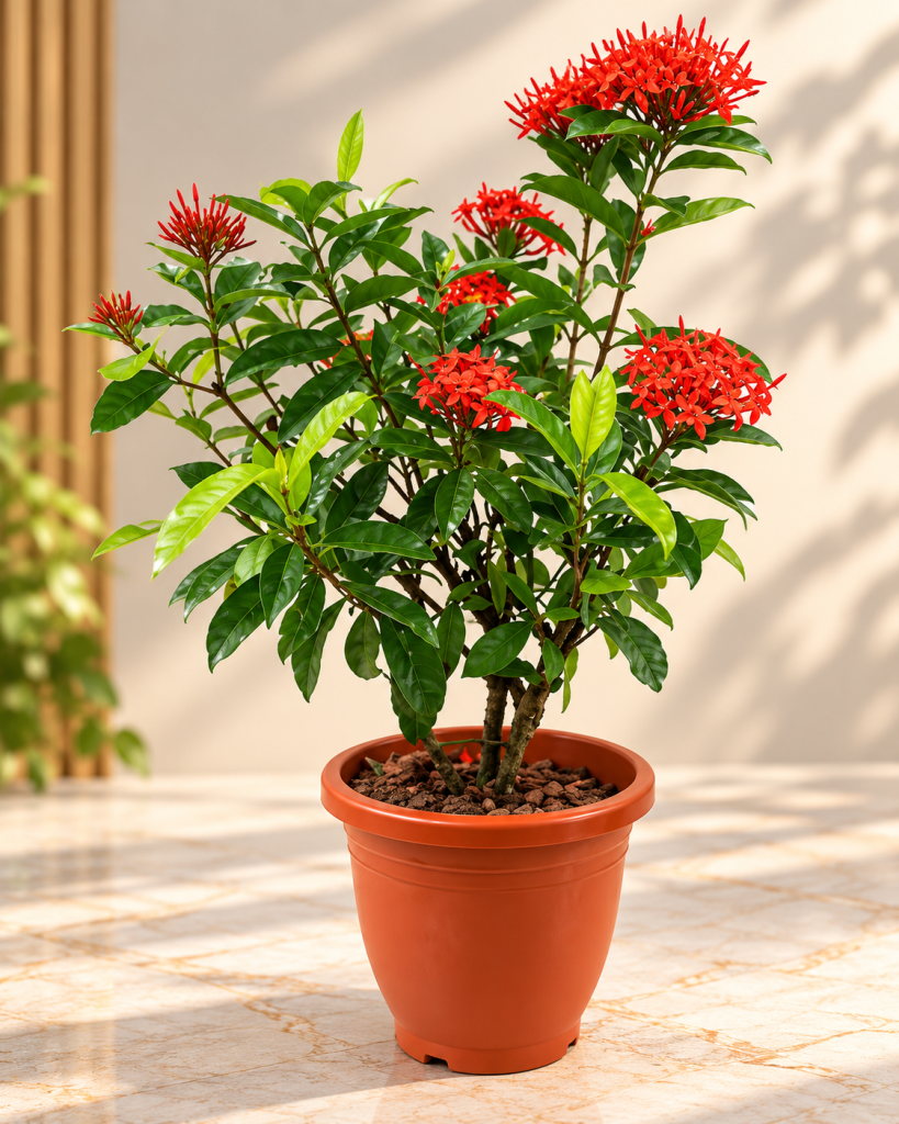 Red Ixora Plant (Jungle Geranium)