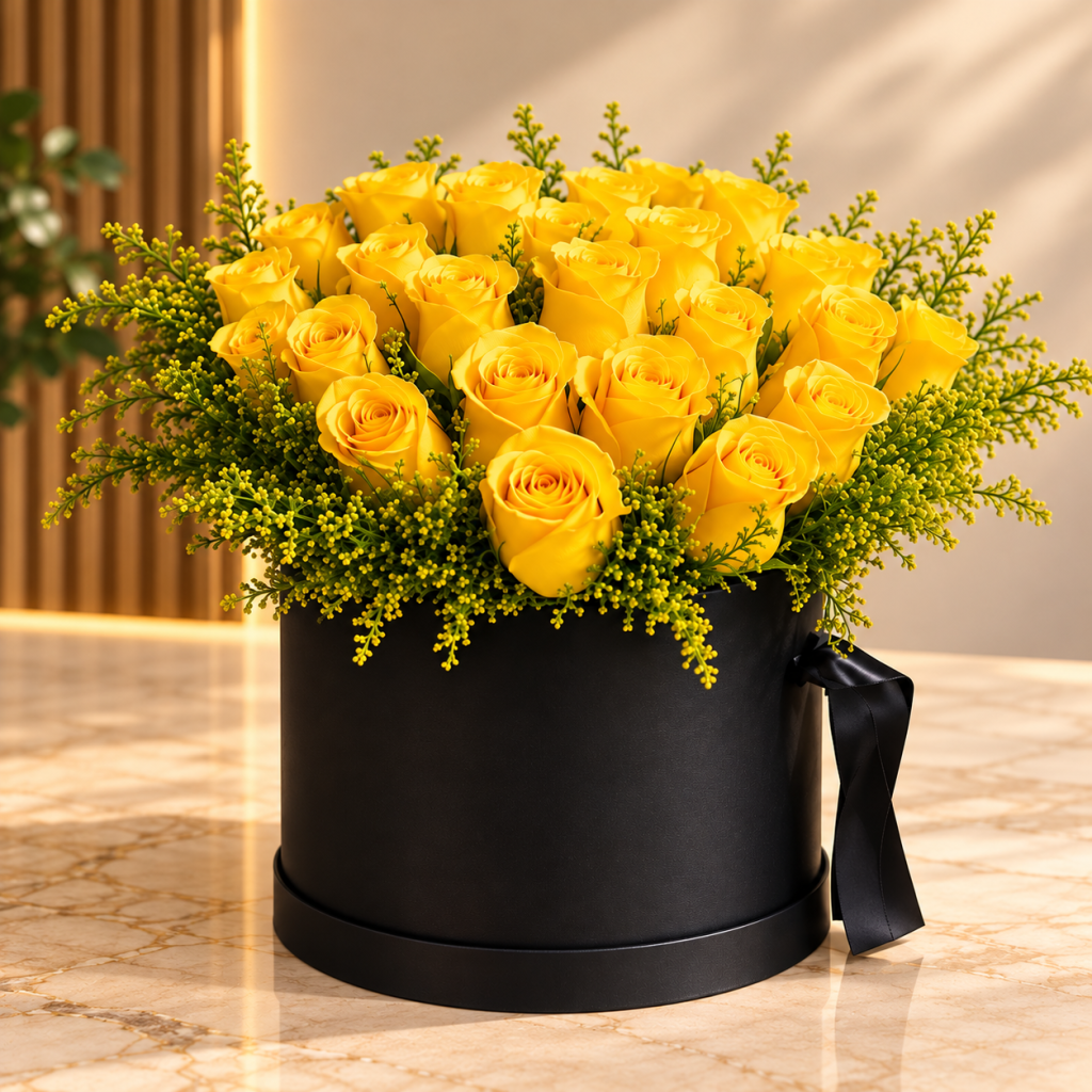 Golden Sunshine Yellow Rose Box