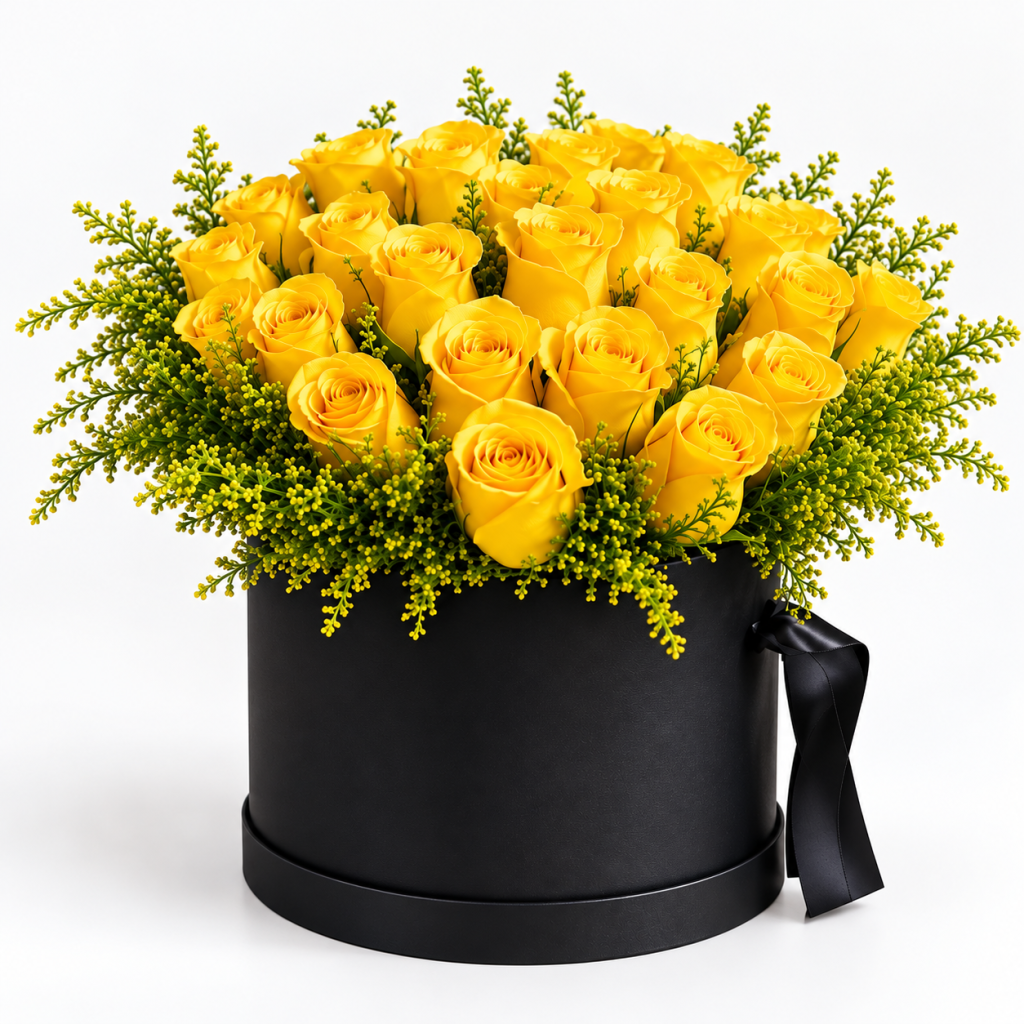 Golden Sunshine Yellow Rose Box