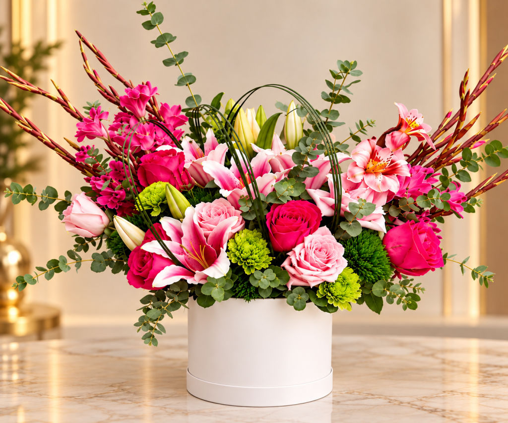 Fuchsia Lily Luxury Flower Box
