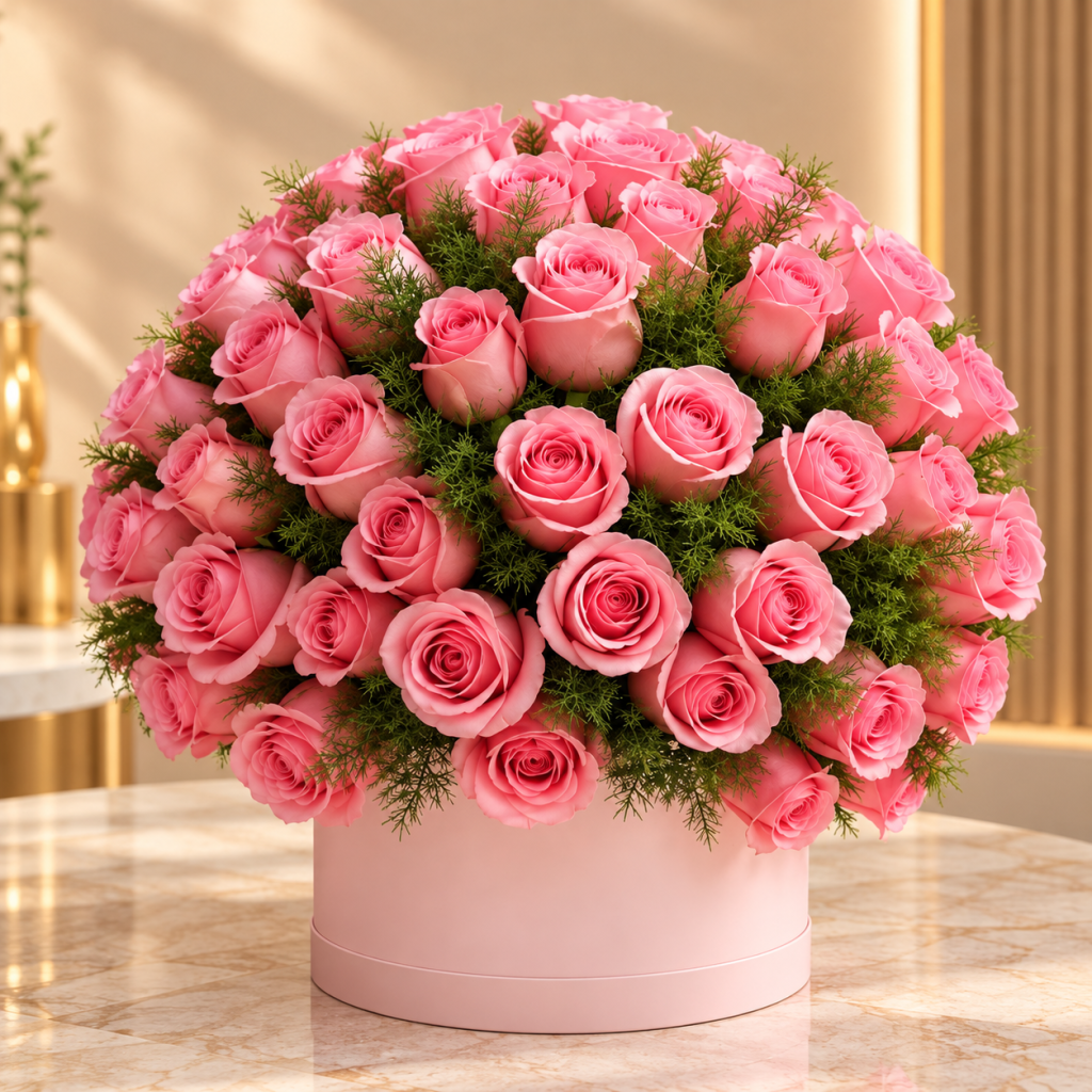 Pink Rose Paradise Luxury Flower Box