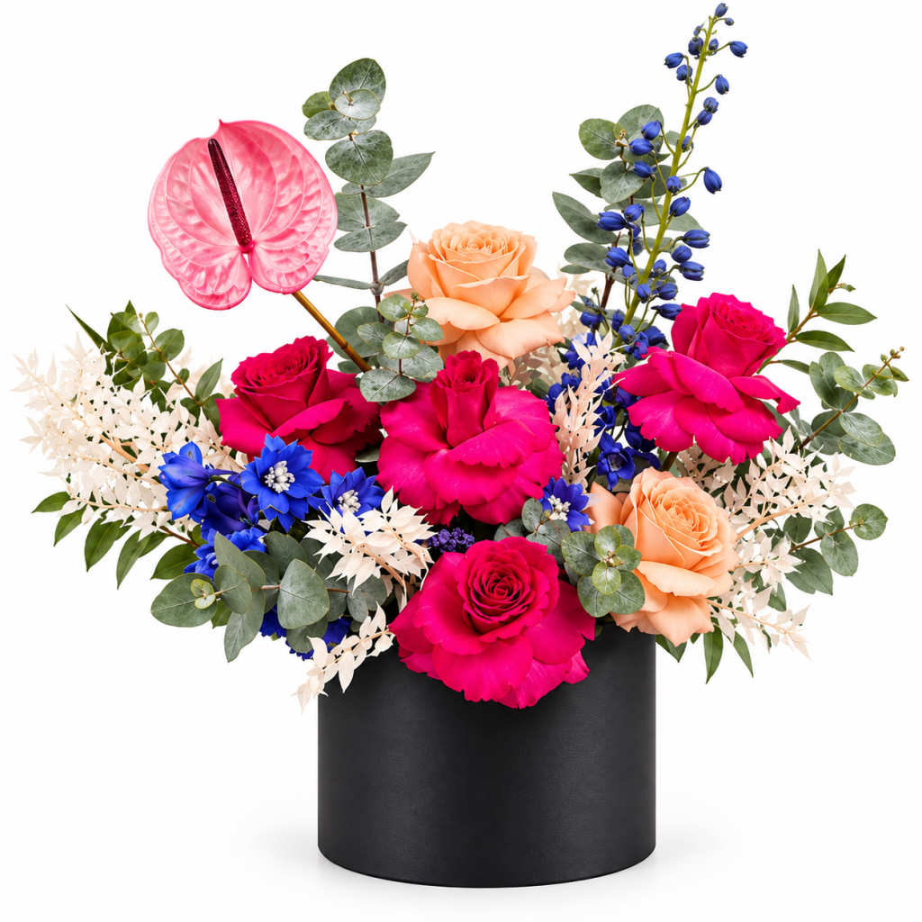 Vibrant Romance Rose & Pink Anthurium Flower Box