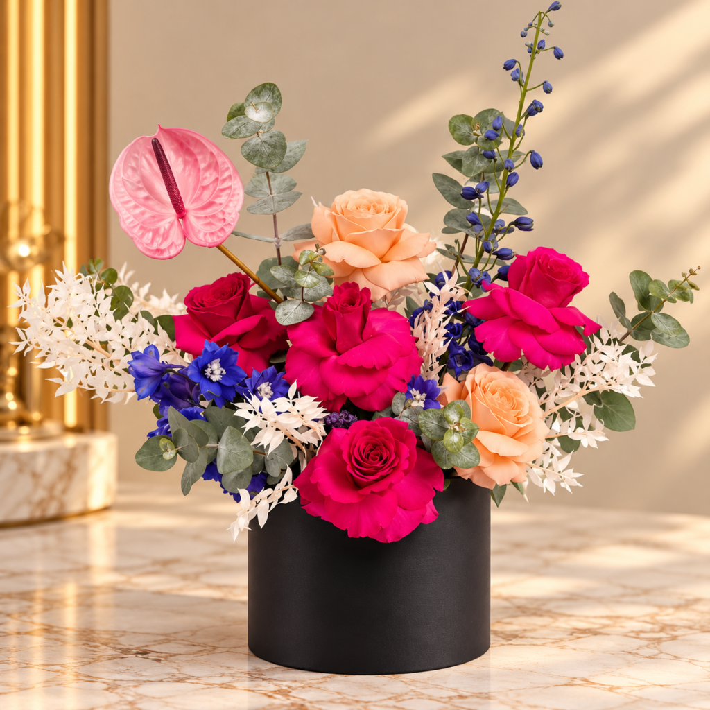 Vibrant Romance Rose & Pink Anthurium Flower Box
