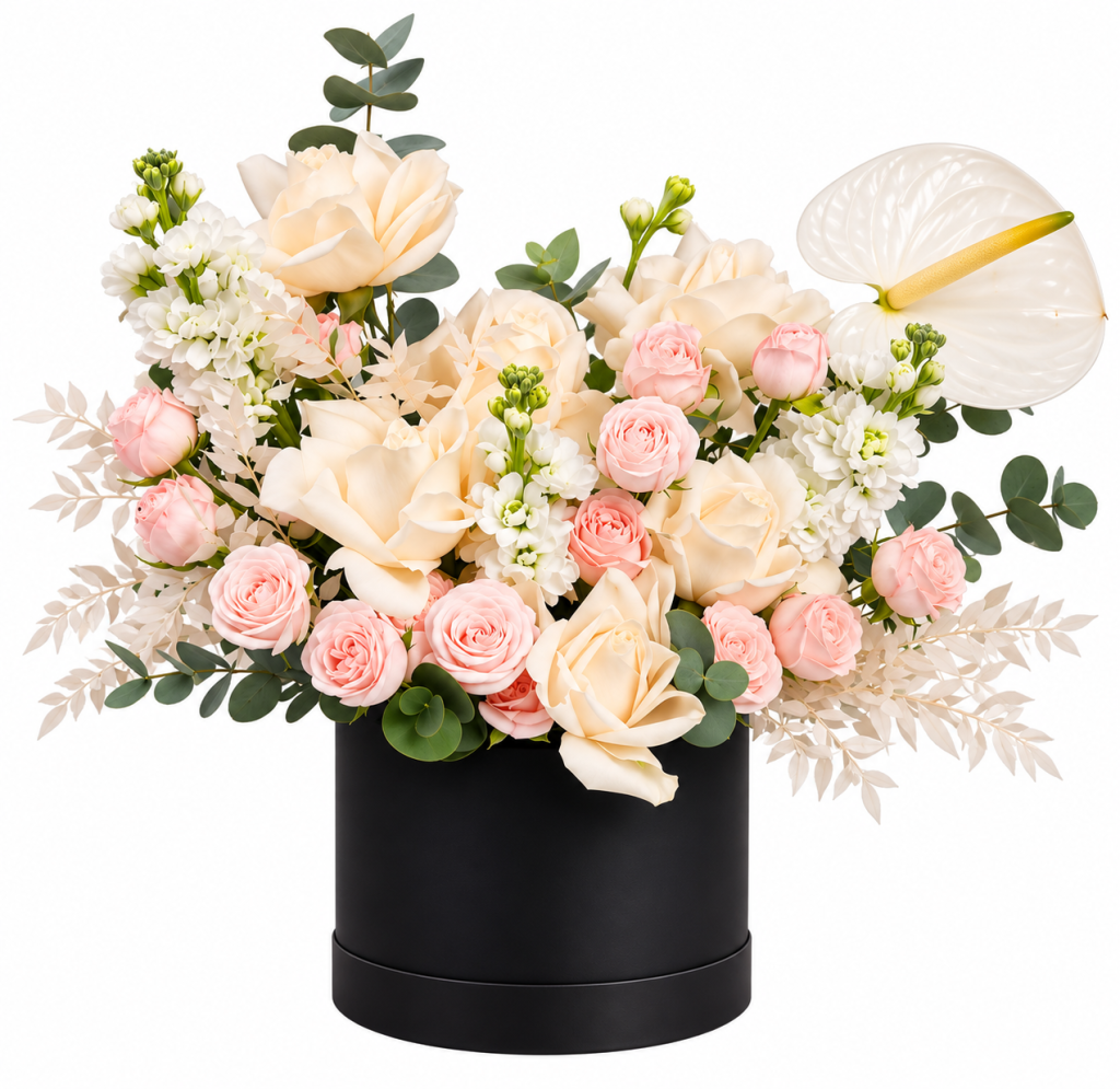 Ivory Elegance Rose & Anthurium Luxury Flower Box