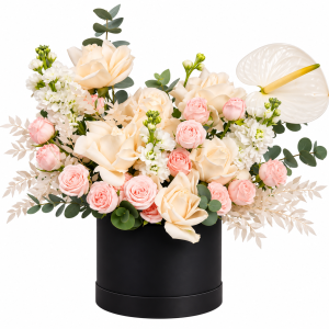 Ivory Elegance Rose & Anthurium Luxury Flower Box