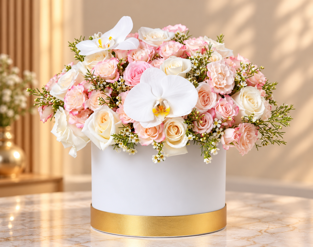 Blushing Orchid & Rose Luxury Flower Box