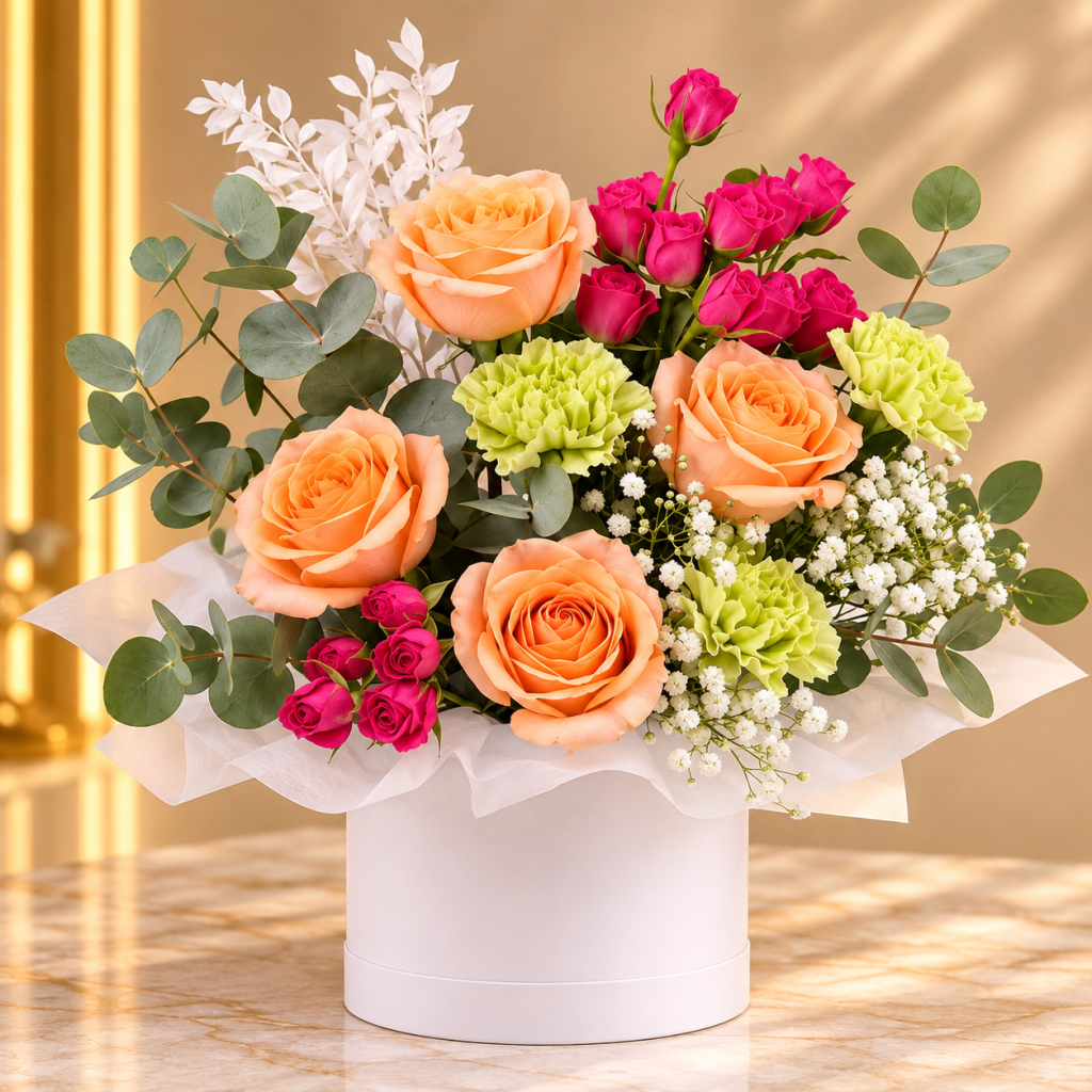 Peach Blossom Romance Luxury Flower Box
