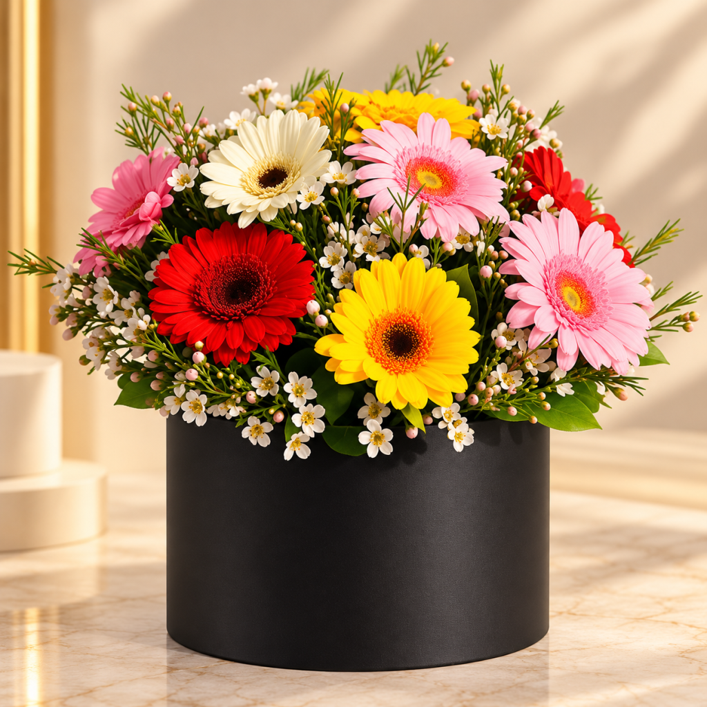 Rainbow Gerbera Delight Flower Box