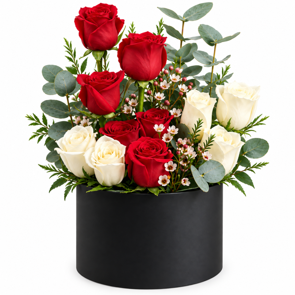 Eternal Love Red & White Rose Box