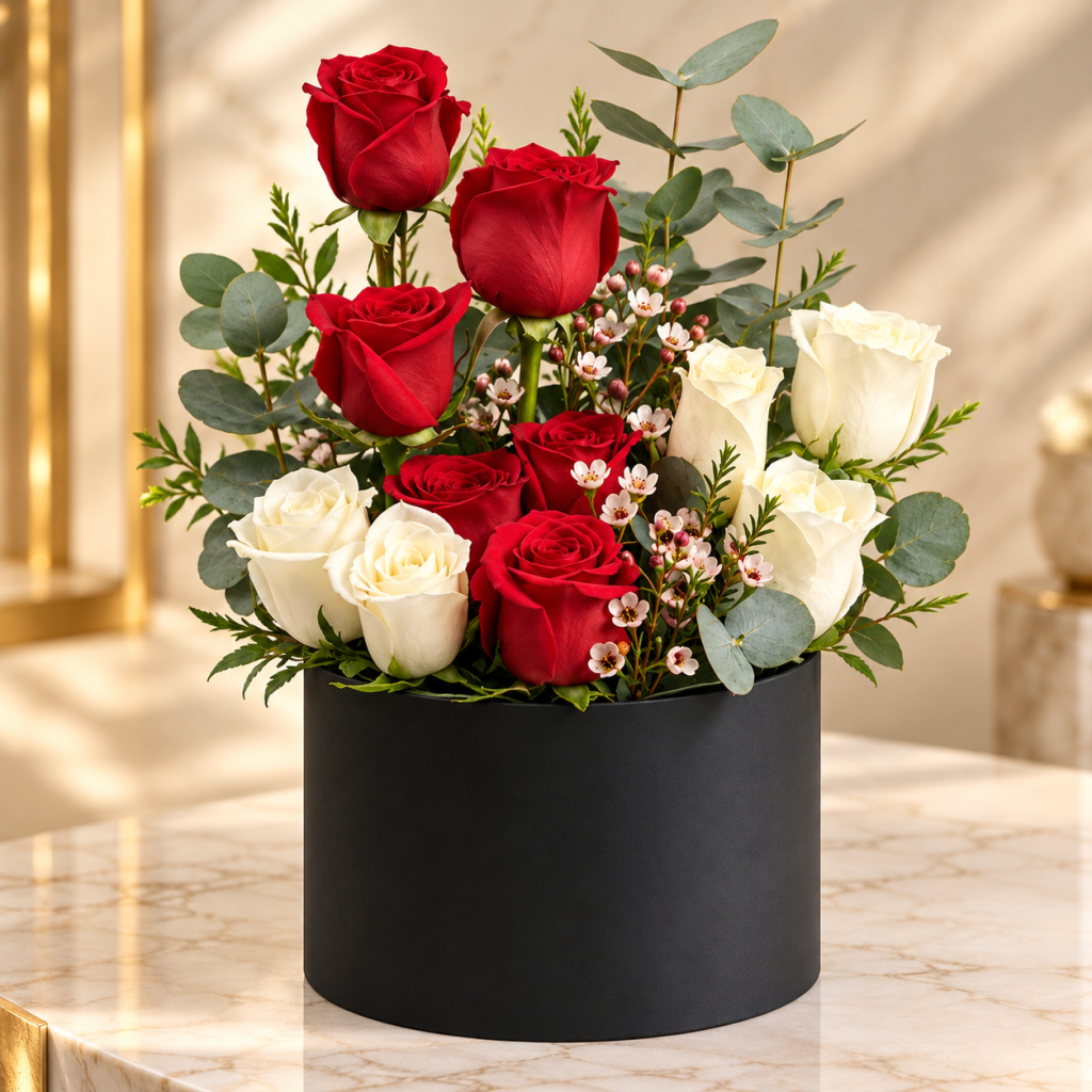 Eternal Love Red & White Rose Box