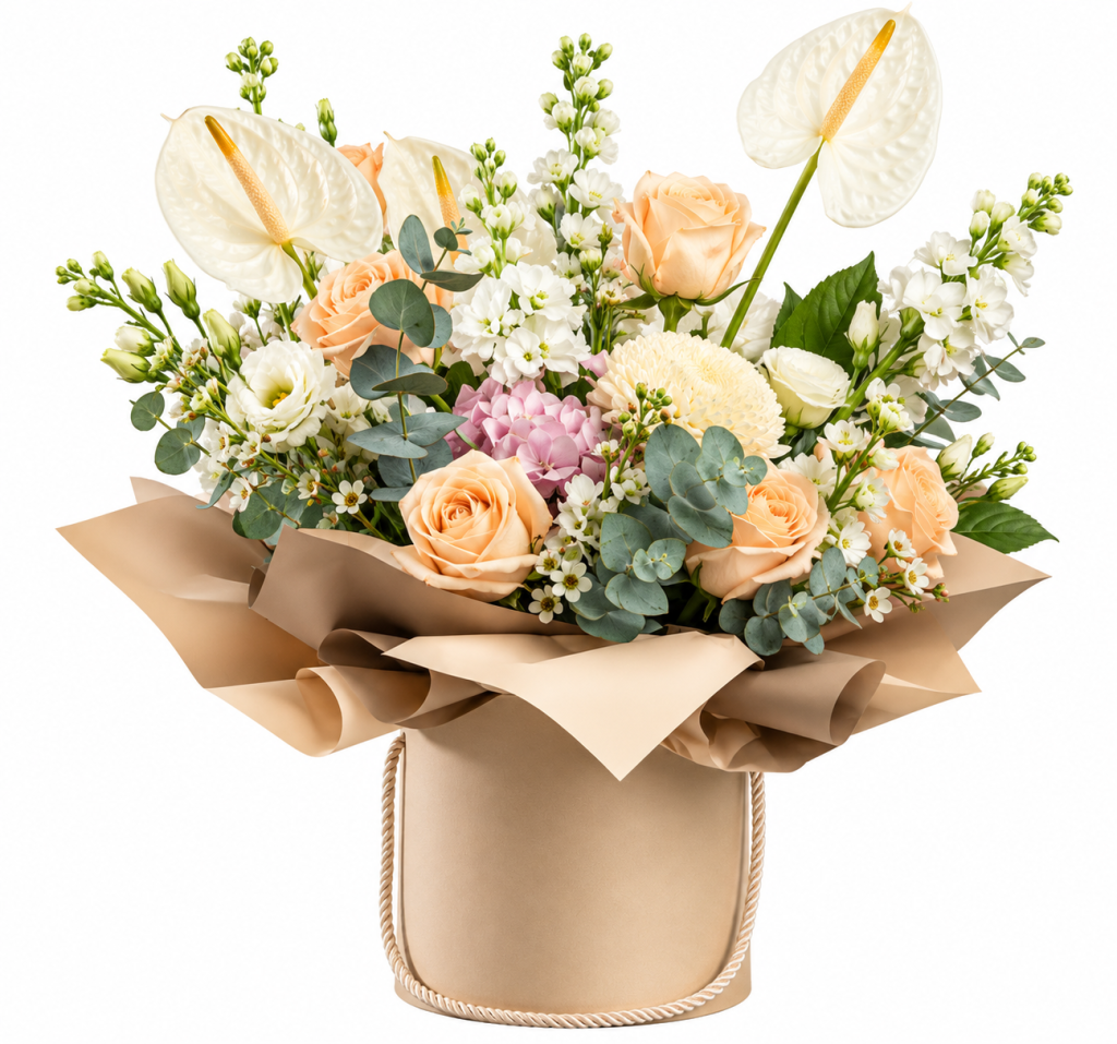 Peach Serenity Anthurium Luxury Flower Box