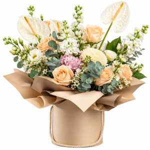 Peach Serenity Anthurium Luxury Flower Box