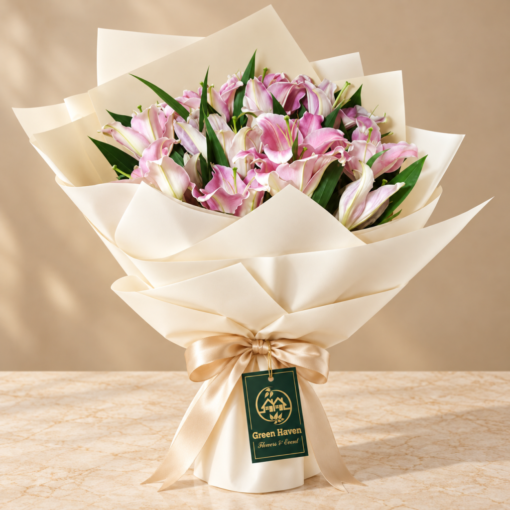 Elegant Pink Lily Bouquet