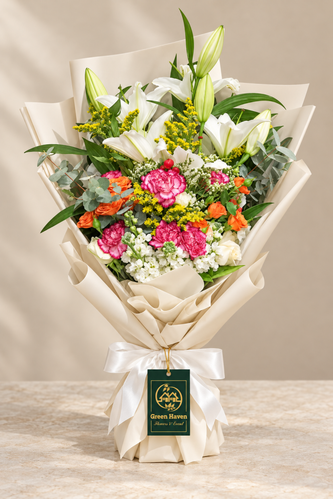 Elegant White Lily & Mixed Flower Bouquet